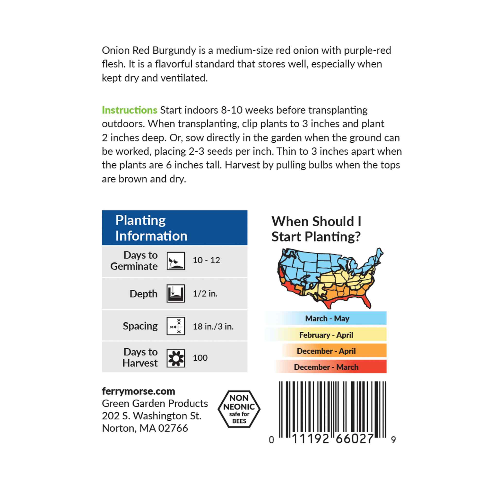 Ferry-Morse onion red burgundy seed packet